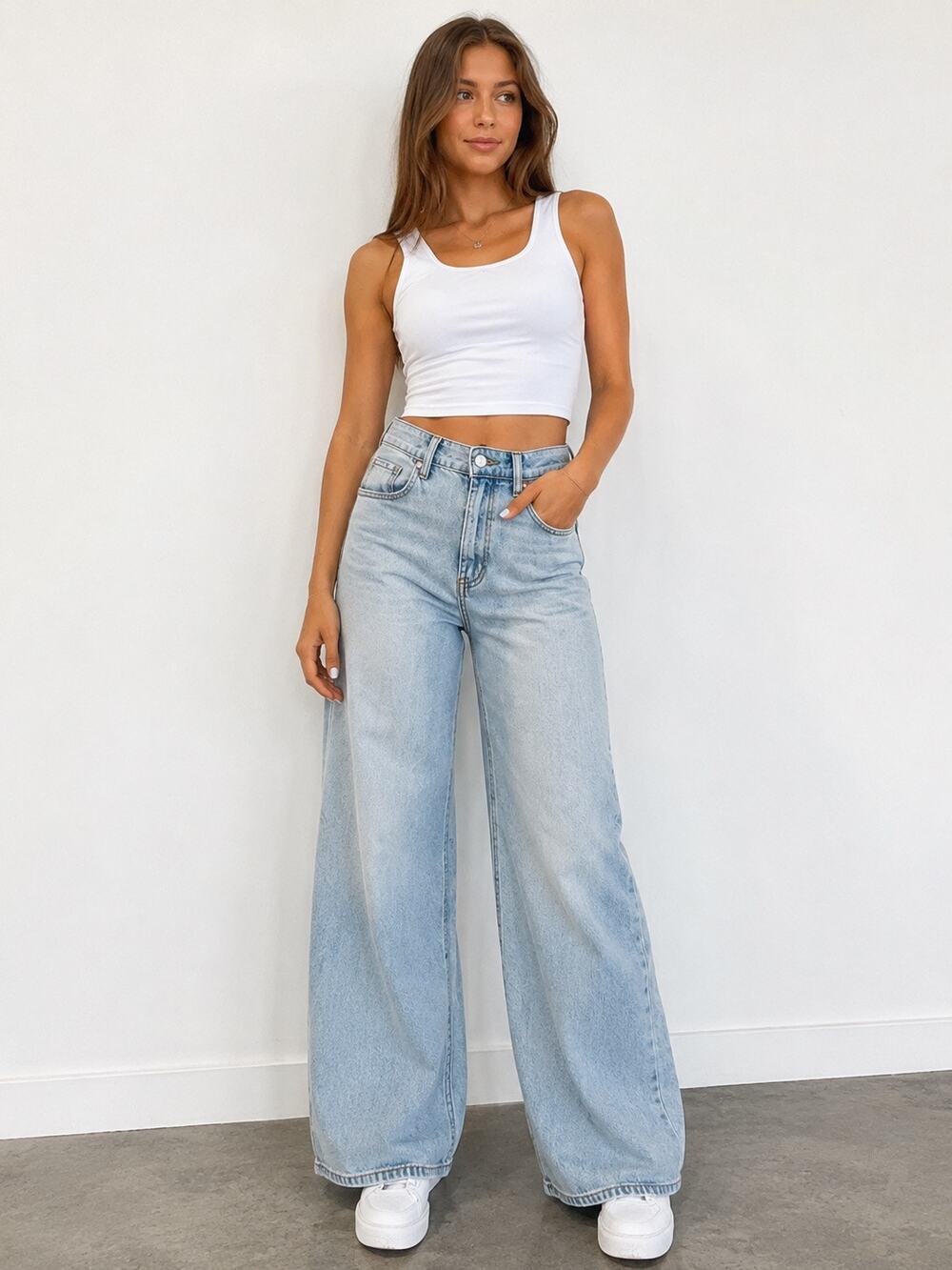Tilly’s RSQ Women’s High Rise Wide Leg Jeans Size 27 Light Wash Denim